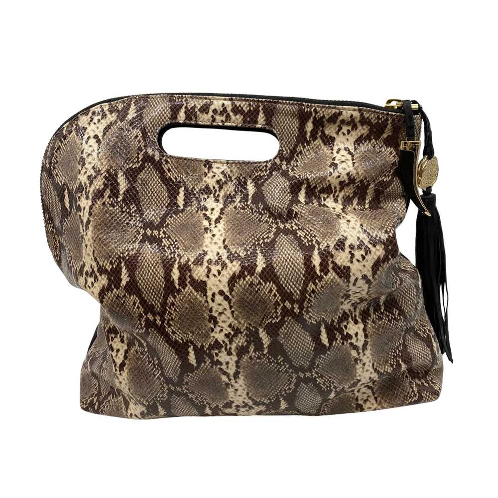 Vince Camuto Black Beige Bag Top-Handle Animal Print Clutch